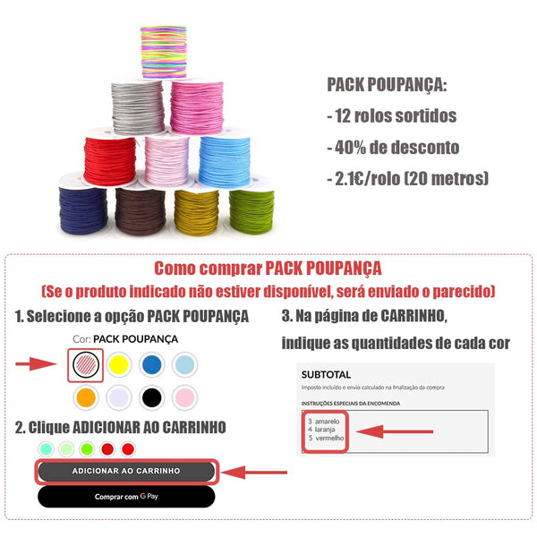 PACK POUPANÇA FIO DE SEDA ENCERADO 1MM E COMO COMPRAR