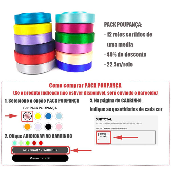 PACK POUPANÇA FITA DE CETIM E COMO COMPRAR