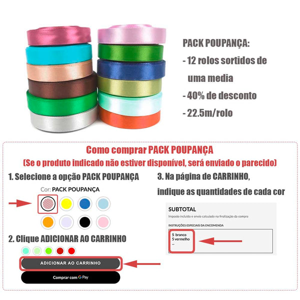 PACK POUPANÇA FITA DE CETIM E COMO COMPRAR