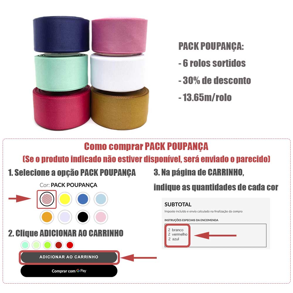PACK POUPANÇA FITA DE GORGURÃO E COMO COMPRAR