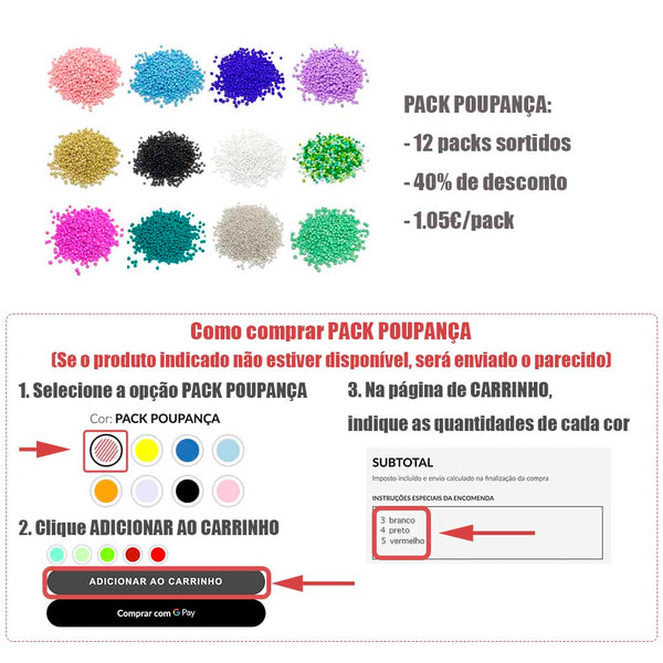 pack poupança missangas de vidro e como comprar
