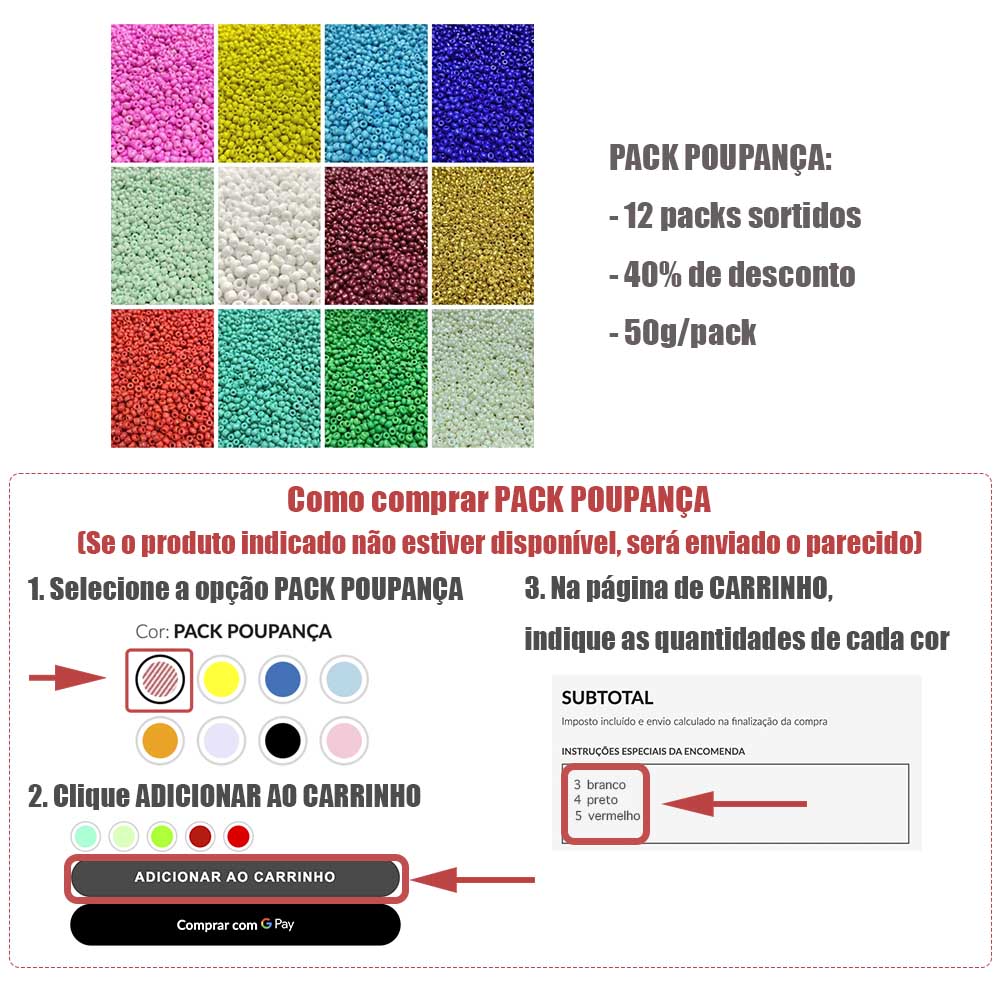 pack poupança missangas de vidro 3mm e como comprar