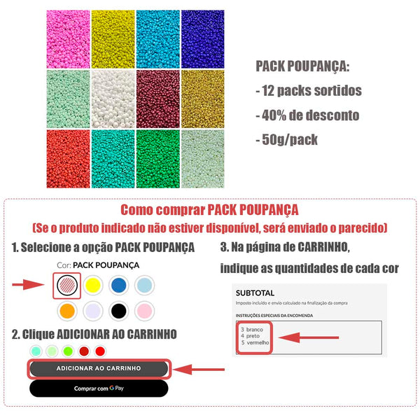pack poupança missangas de vidro 3mm e como comprar