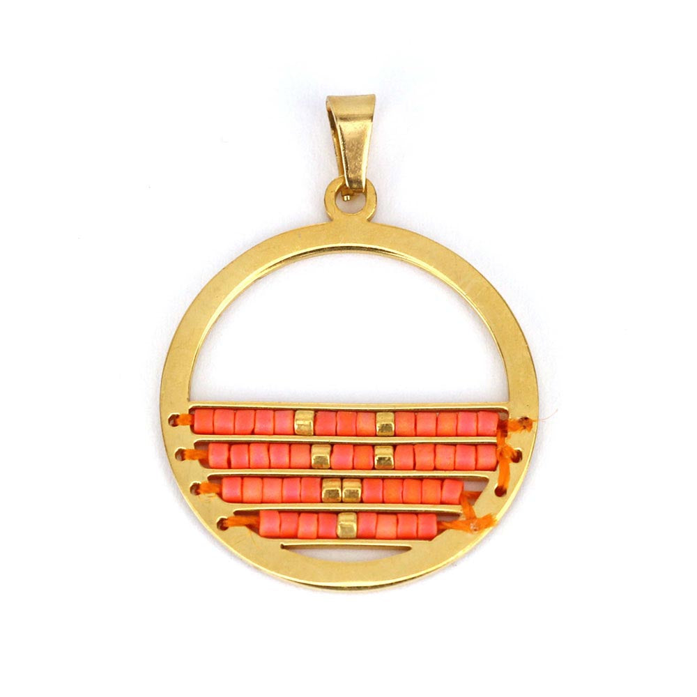 Pendente aço inox dourado com design missanga