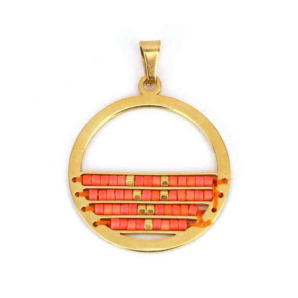 Pendente aço inox dourado com design missanga