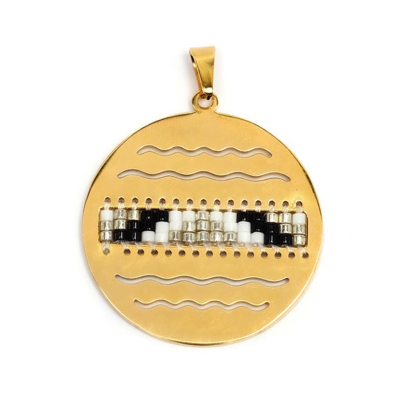 Pendente aço inox dourado com design missanga