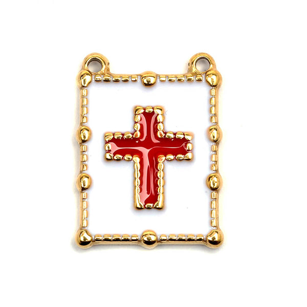 Pendente Cruz 20x15mm - Aço Dourado com Verniz