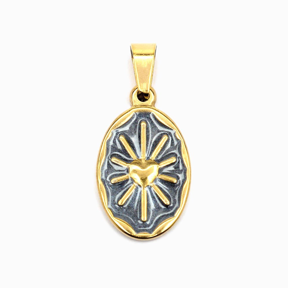 Pendente Aço Inox Dourado com Verniz 24x14mm