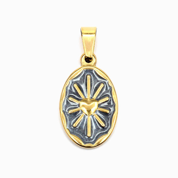 Pendente Aço Inox Dourado com Verniz 24x14mm