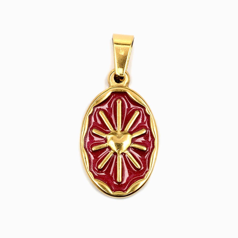 Pendente Aço Inox Dourado com Verniz 24x14mm