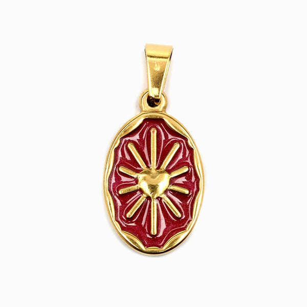 Pendente Aço Inox Dourado com Verniz 24x14mm