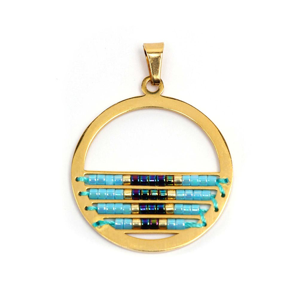 Pendente aço inox dourado com design missanga