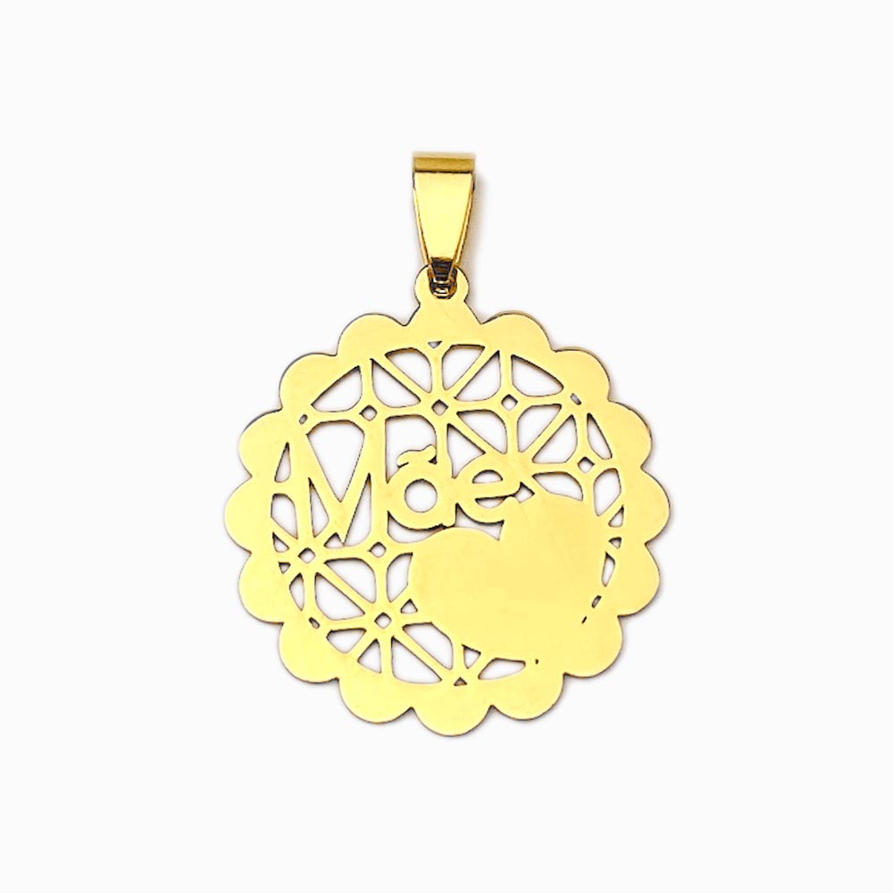 Pendente Adoro-te Mãe 30x30mm - Aço Inox