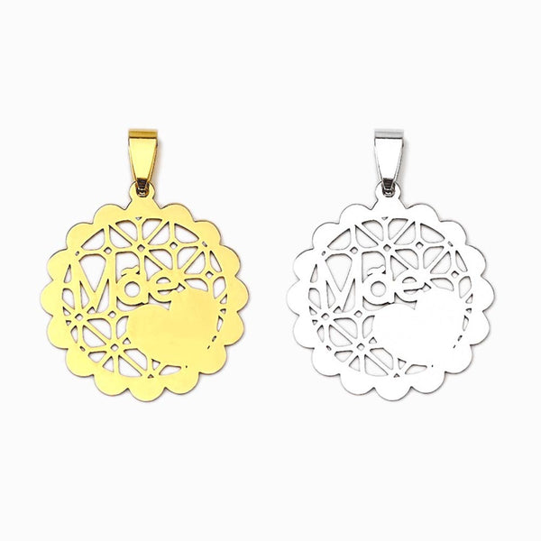 Pendente Adoro-te Mãe 30x30mm - Aço Inox