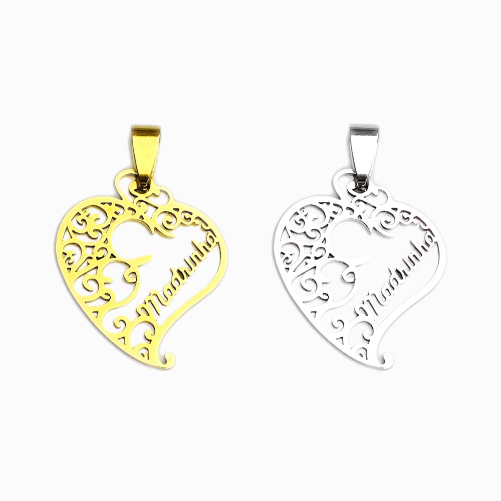 Pendant I love you Godmother 30x25mm - Gold Stainless Steel