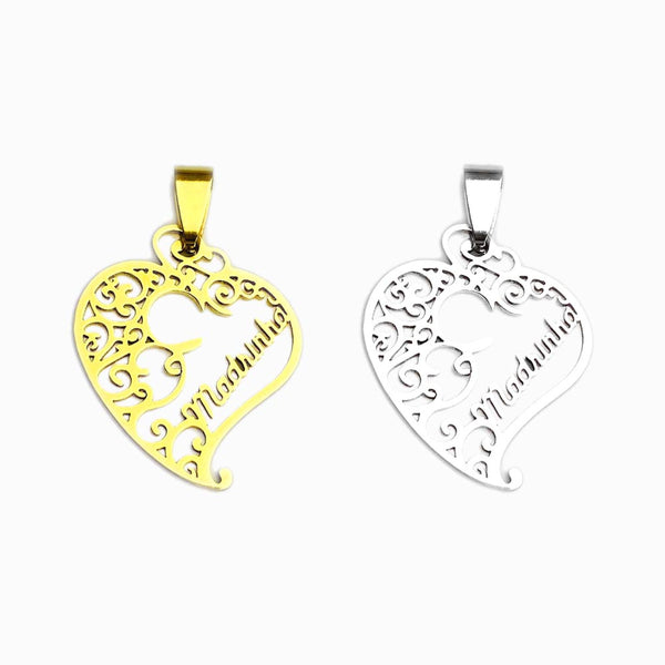 Pendant I love you Godmother 30x25mm - Gold Stainless Steel