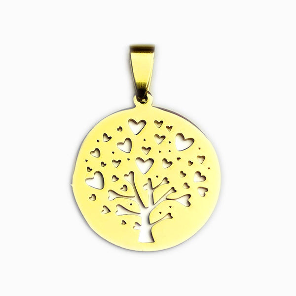 Pendente Árvore da Vida 25x25mm - Aço Dourado