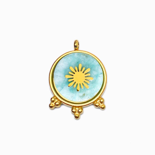 Pendente Pedra Natural 25x20mm - Aço Dourado