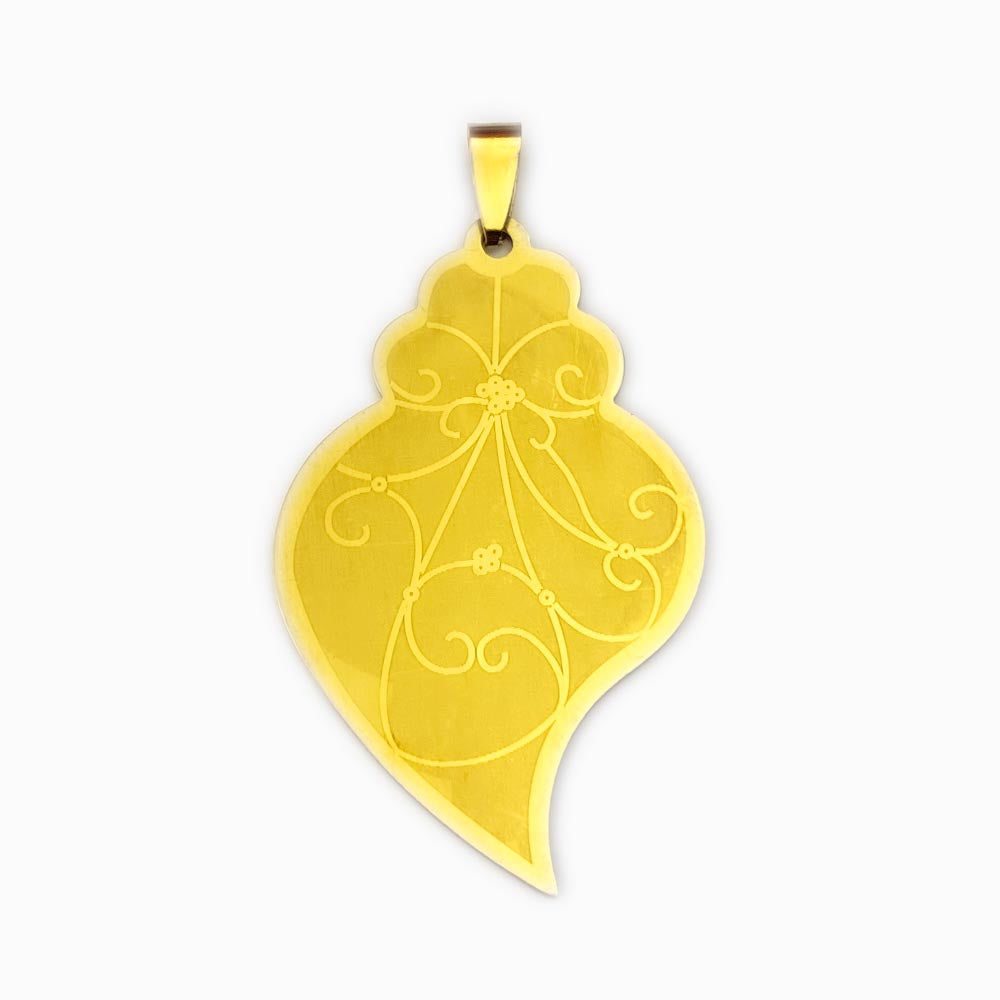 Pendente Coração de Viana 35x20mm - Aço Dourado