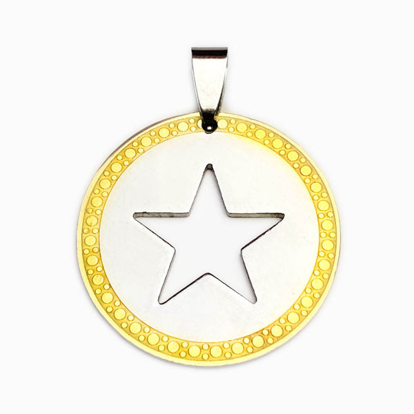 Pendente Estrela 30x30mm - Aço Dourado e Prateado
