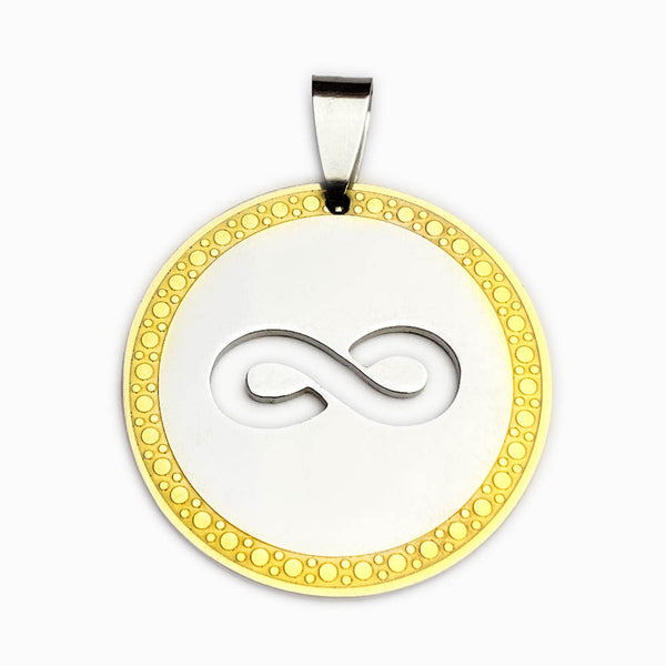 Pendente Símbolo Infinito 30x30mm - Aço Dourado e Prateado