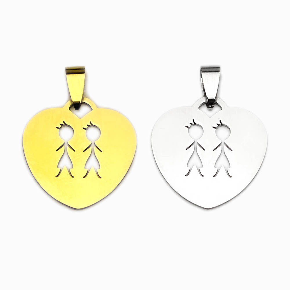 Pendente Família Meninos 25x25mm - Aço Inox