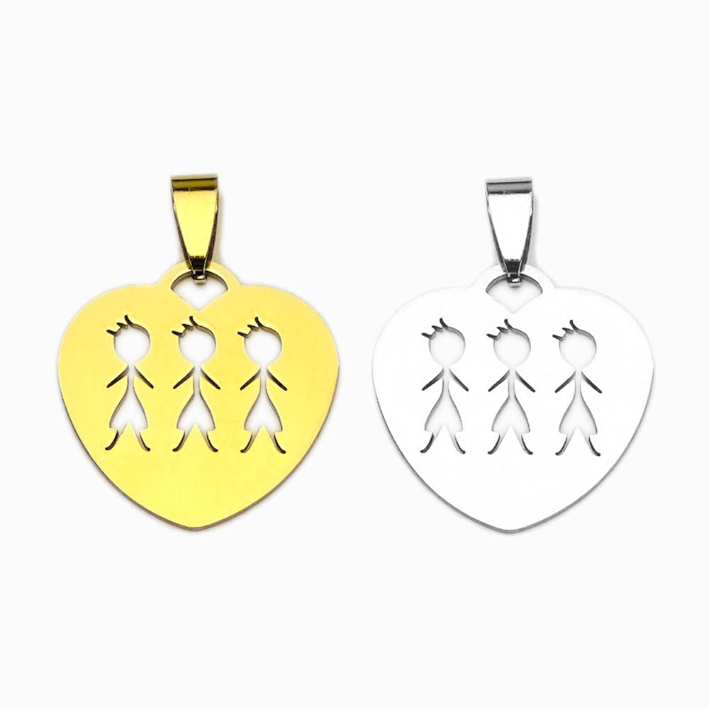 Pendente Família Meninos 25x25mm - Aço Inox