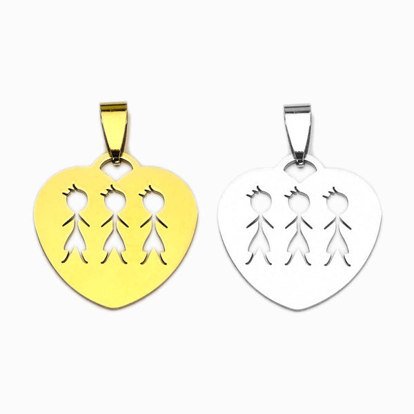 Pendente Família Meninos 25x25mm - Aço Inox