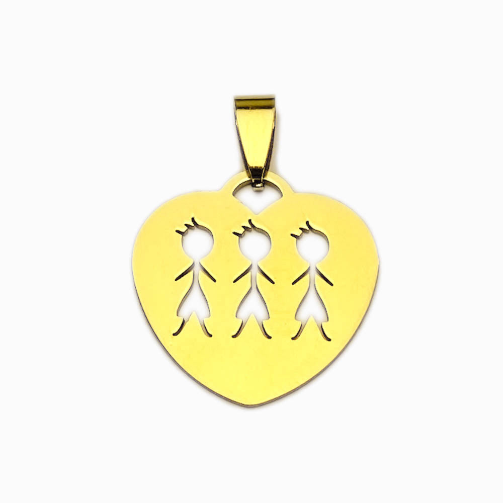 Pendente Família Meninos 25x25mm - Aço Inox