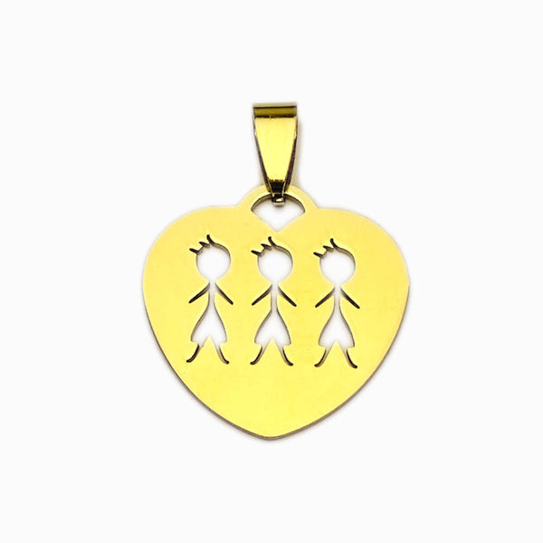 Pendente Família Meninos 25x25mm - Aço Inox