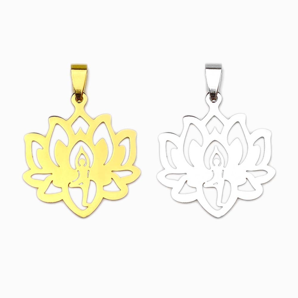 Pendente Flor de Lótus 32x30mm - Aço Inox