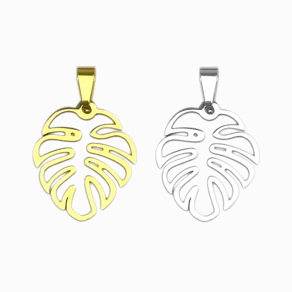 Pendente Folha Costela de Adão 22x18mm - Aço Inox
