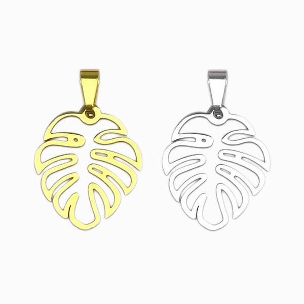 Pendente Folha Costela de Adão 22x18mm - Aço Inox