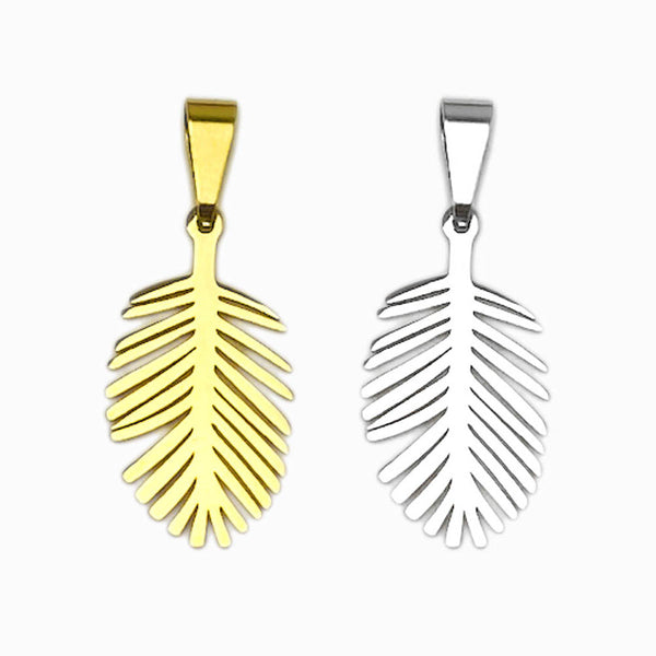 Pendente Folha de Palmeira 23x13mm - Aço Inox