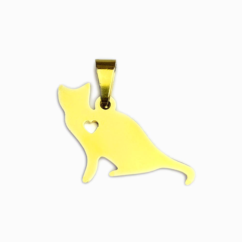 Pendente Gato 22x17mm - Aço Inox