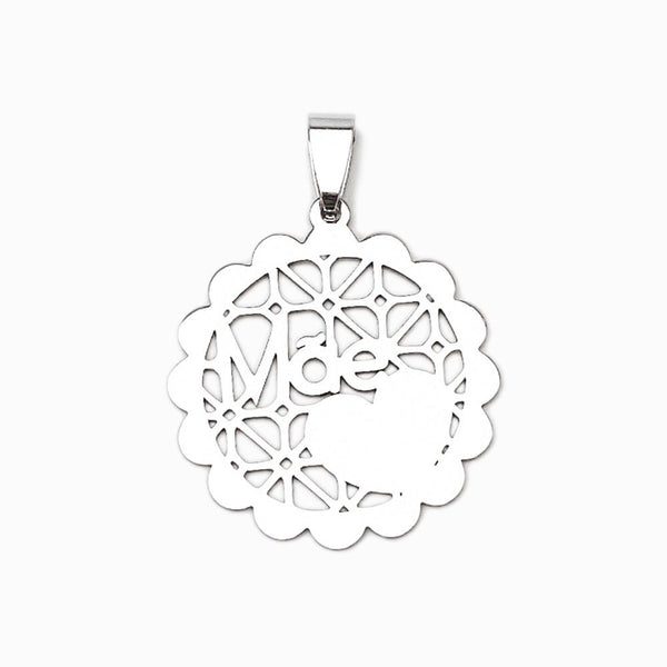 Pendente Adoro-te Mãe 30x30mm - Aço Inox
