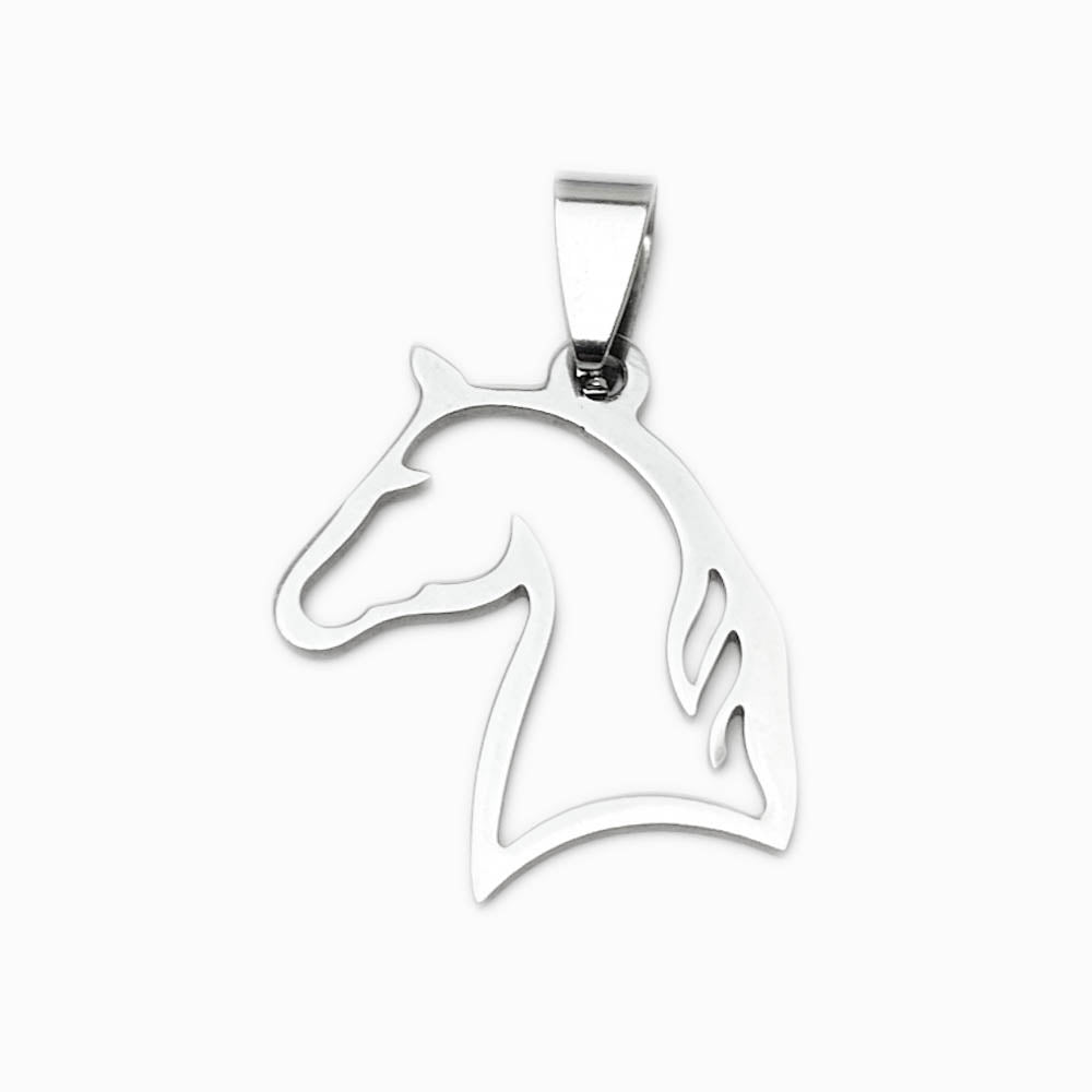 Pendente Cabeça de Cavalo 25x21mm - Aço Inox