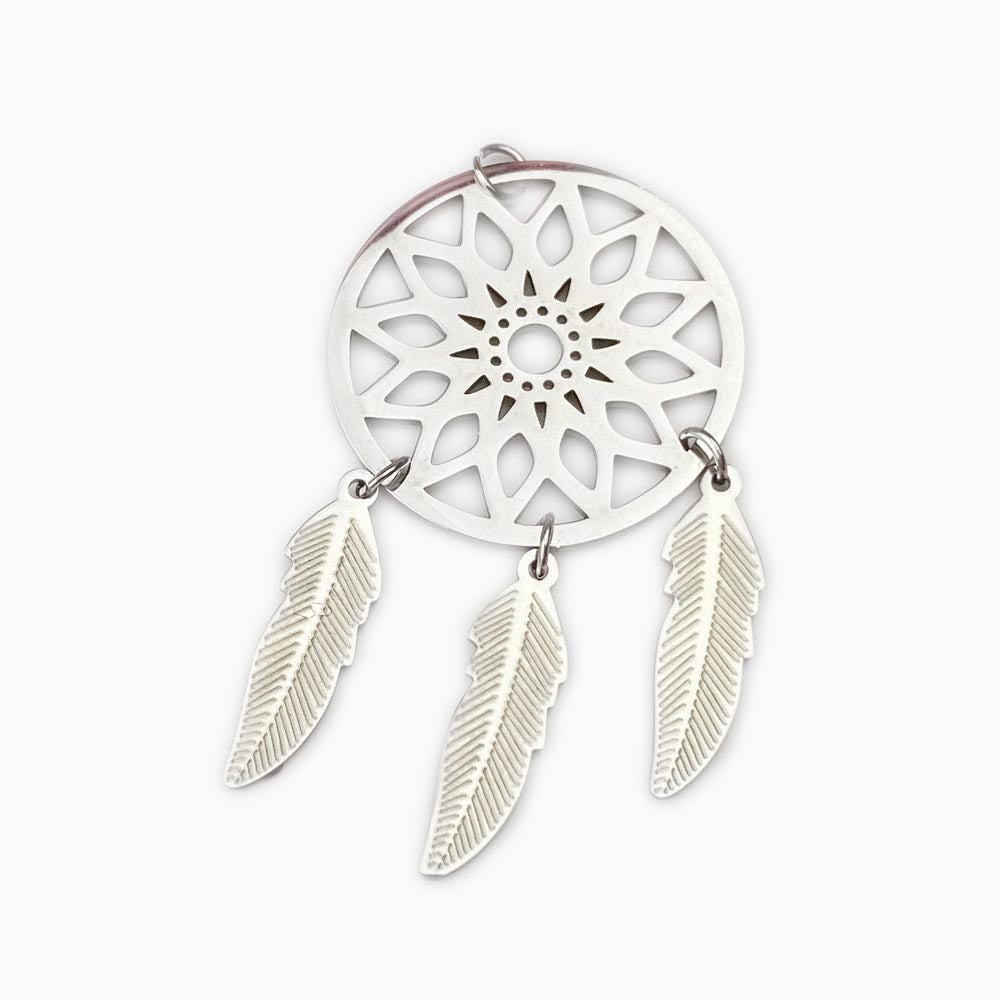 PENDETE CAÇA-SONHOS AÇO INOX PRATEADO