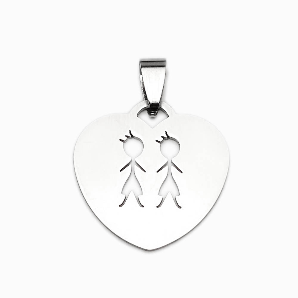 Pendente Família Meninos 25x25mm - Aço Inox