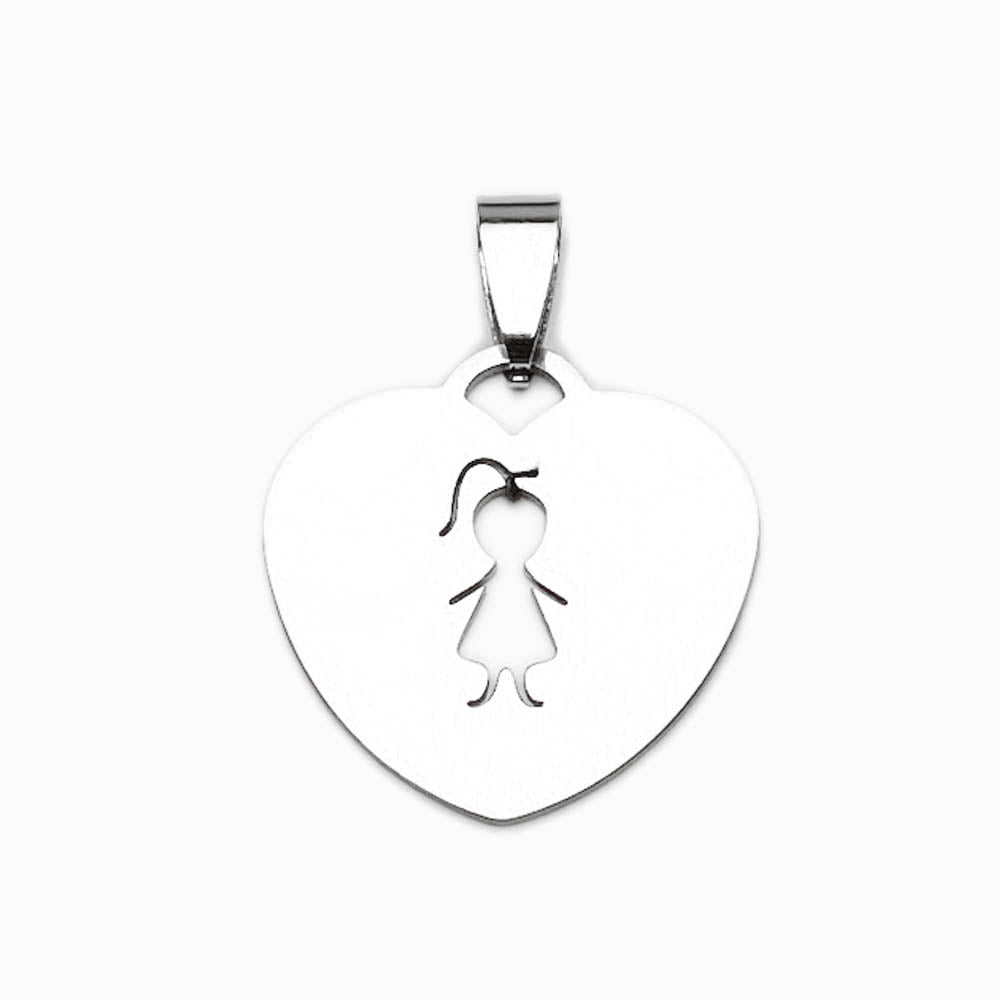 Pendente Menina 25x25mm - Aço Inox