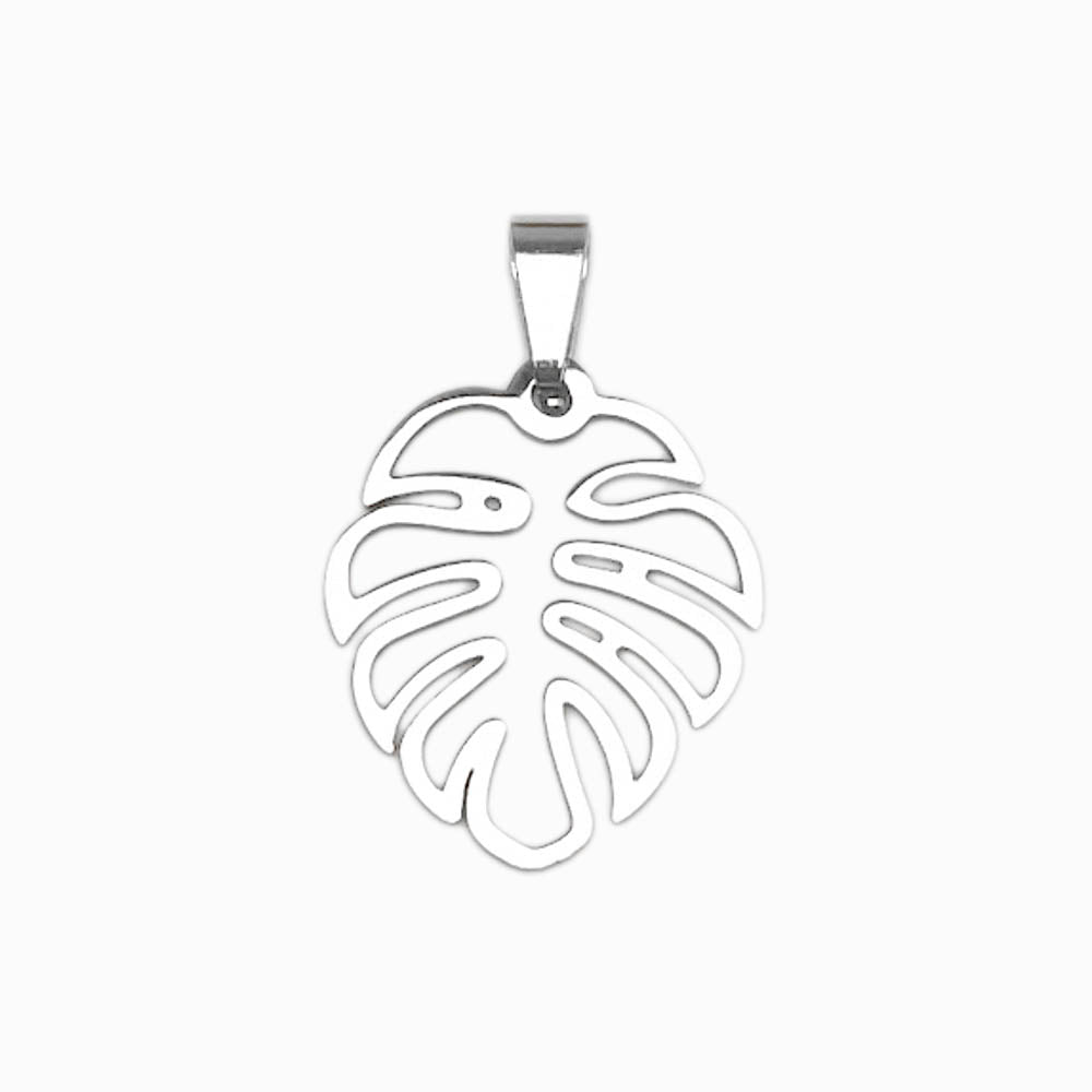 Pendente Folha Costela de Adão 22x18mm - Aço Inox