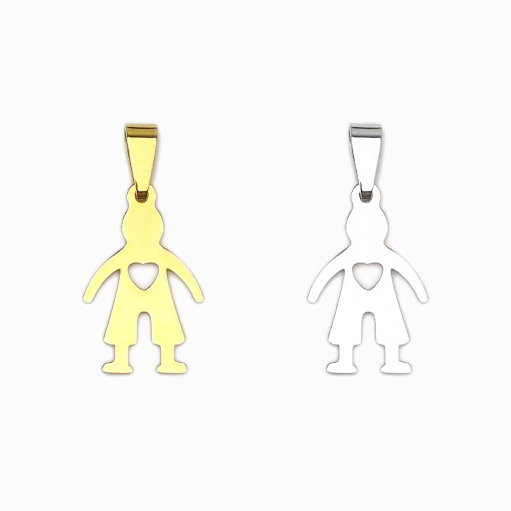 Pendente Menino com Recorte Coração 20x13mm - Aço Inox