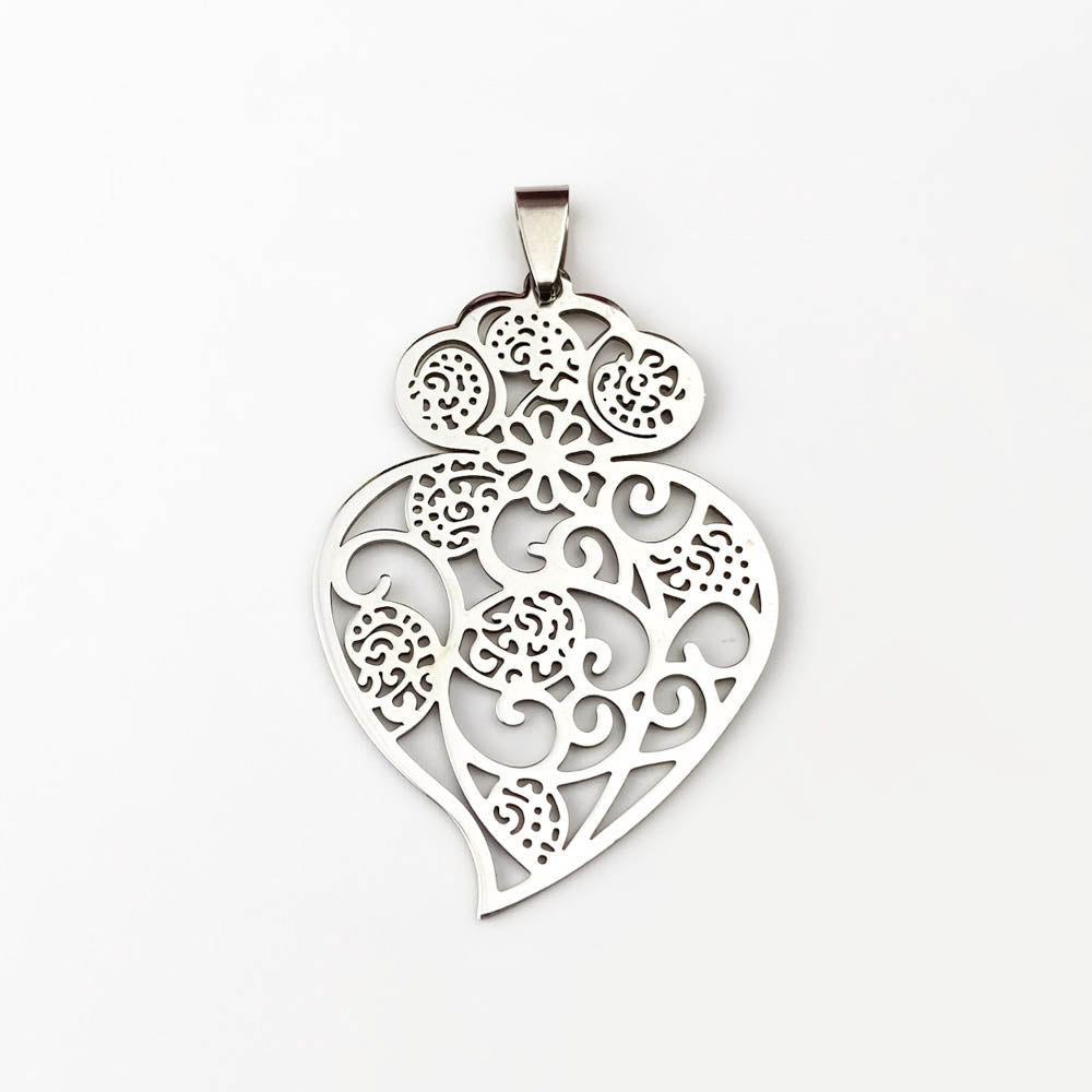 52x36mm Viana Heart Pendant - Silver Steel