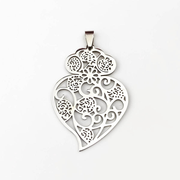 52x36mm Viana Heart Pendant - Silver Steel