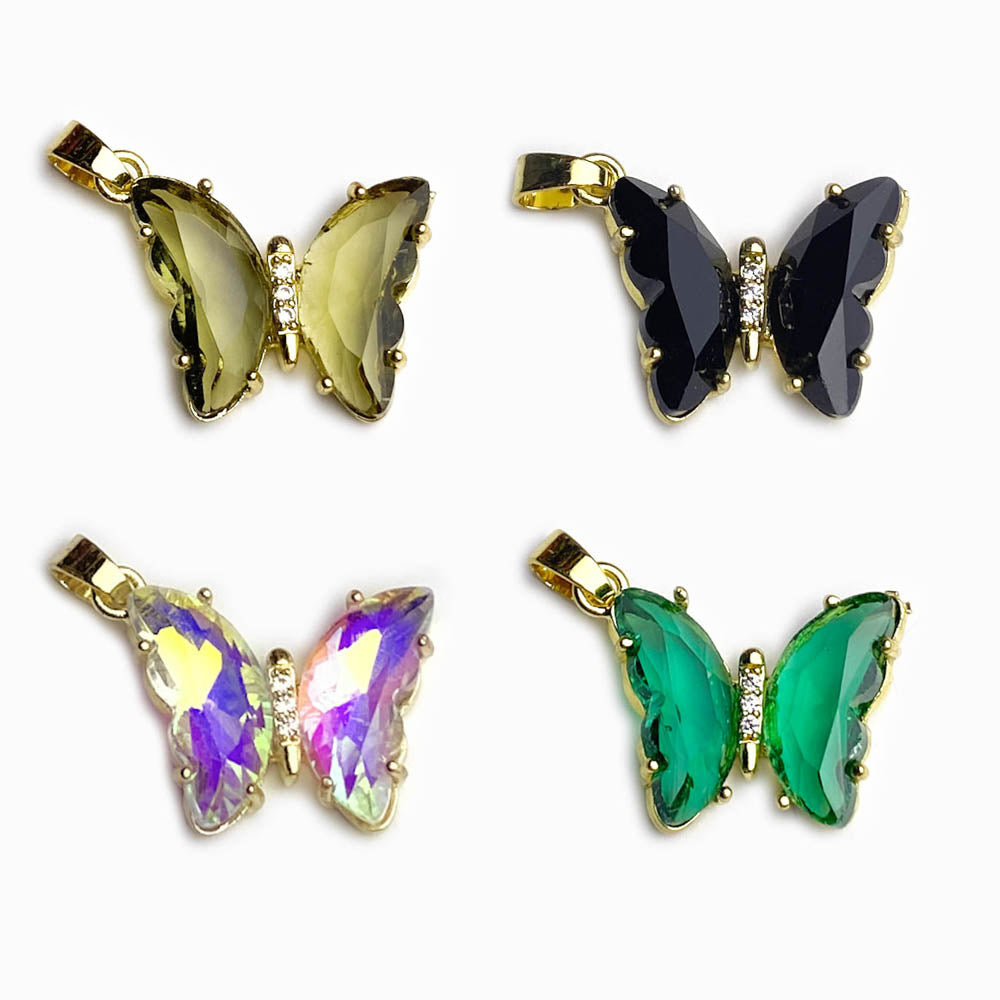 Pendente Borboleta - Latão Banhado à Ouro com Zircônia