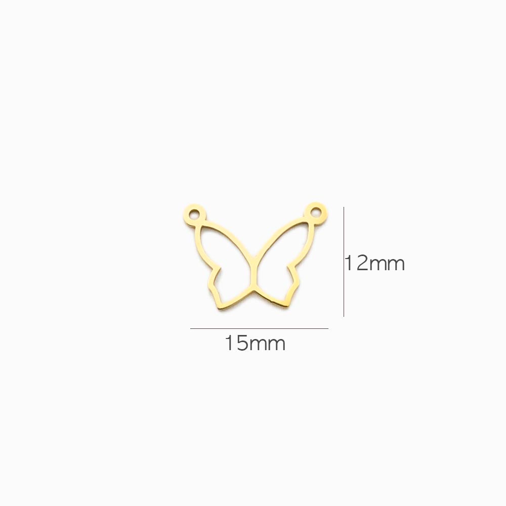 PENDNETE BORBOLETA EM AÇO INOX DOURADO 15X12MM