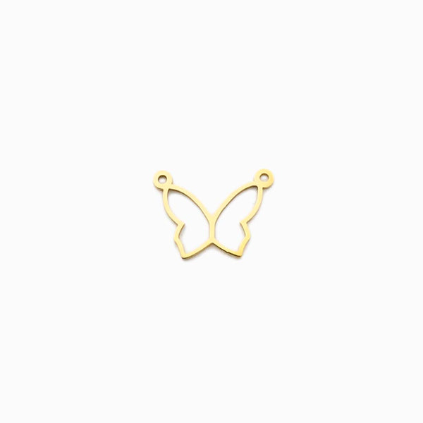 PENDNETE BORBOLETA EM AÇO INOX DOURADO 15X12MM