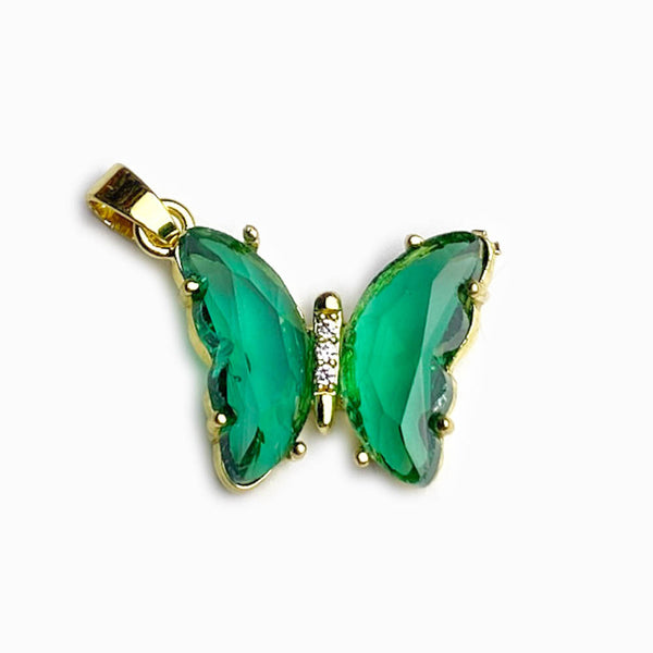 Pendente Borboleta - Latão Banhado à Ouro com Zircônia
