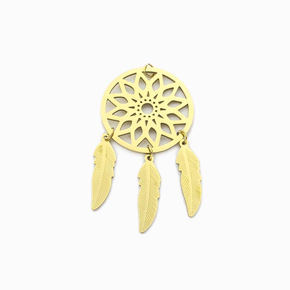 PENDETE CAÇA-SONHOS AÇO INOX DOURADO