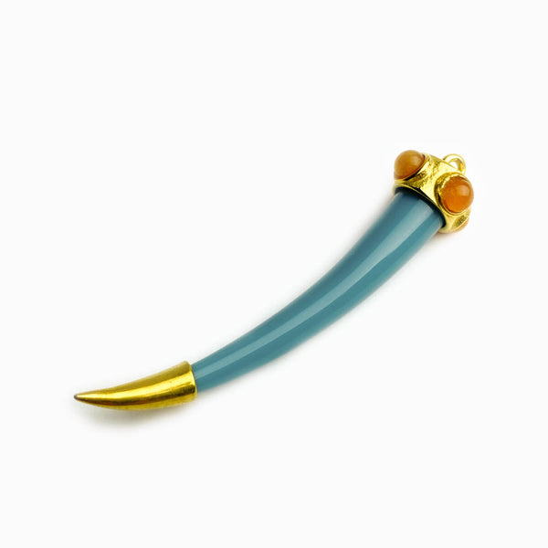 Pendente Corno em Resina com Pedra e Aço Inox